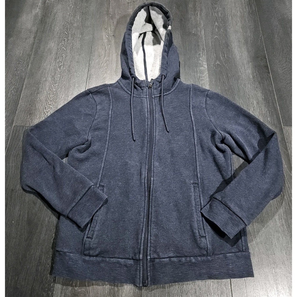Figs‎ Essential Fleece Full Zip Hoodie Women S Heathered Blue Stretch Pockets